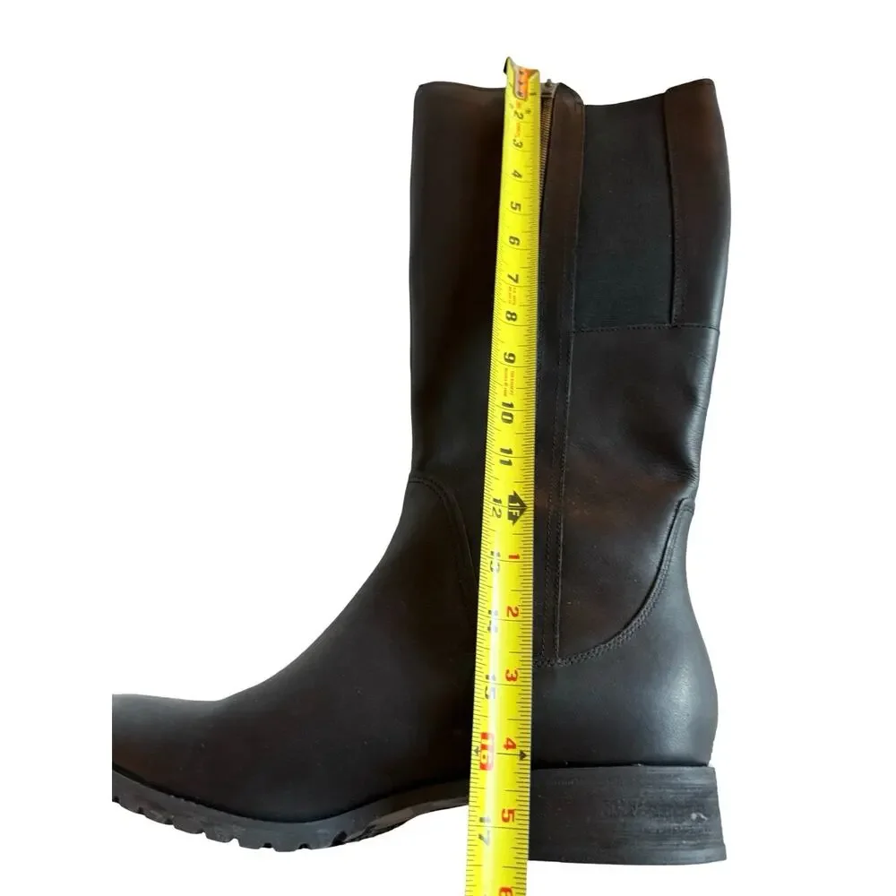 Timberland Boots Womens Size 11 Black Leather Knee High Riding Boot Side Zip